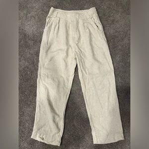 Free People linen blend beige high waisted pleated pants